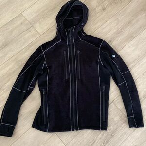 Kuhl Black Fleece Hooded Zip Up Jacket Large